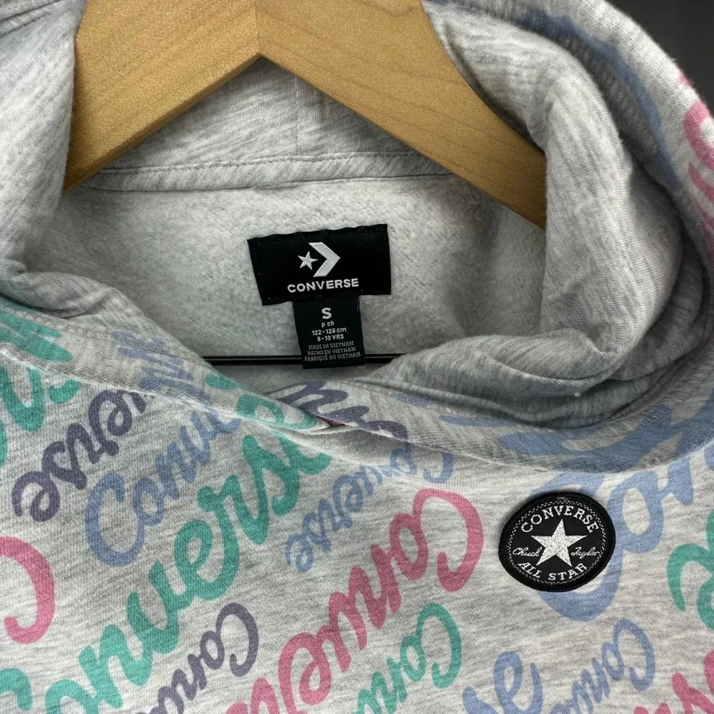 Kids‎ Converse All Star Hoodie Pullover Gray Multi Color Logo Print Size S